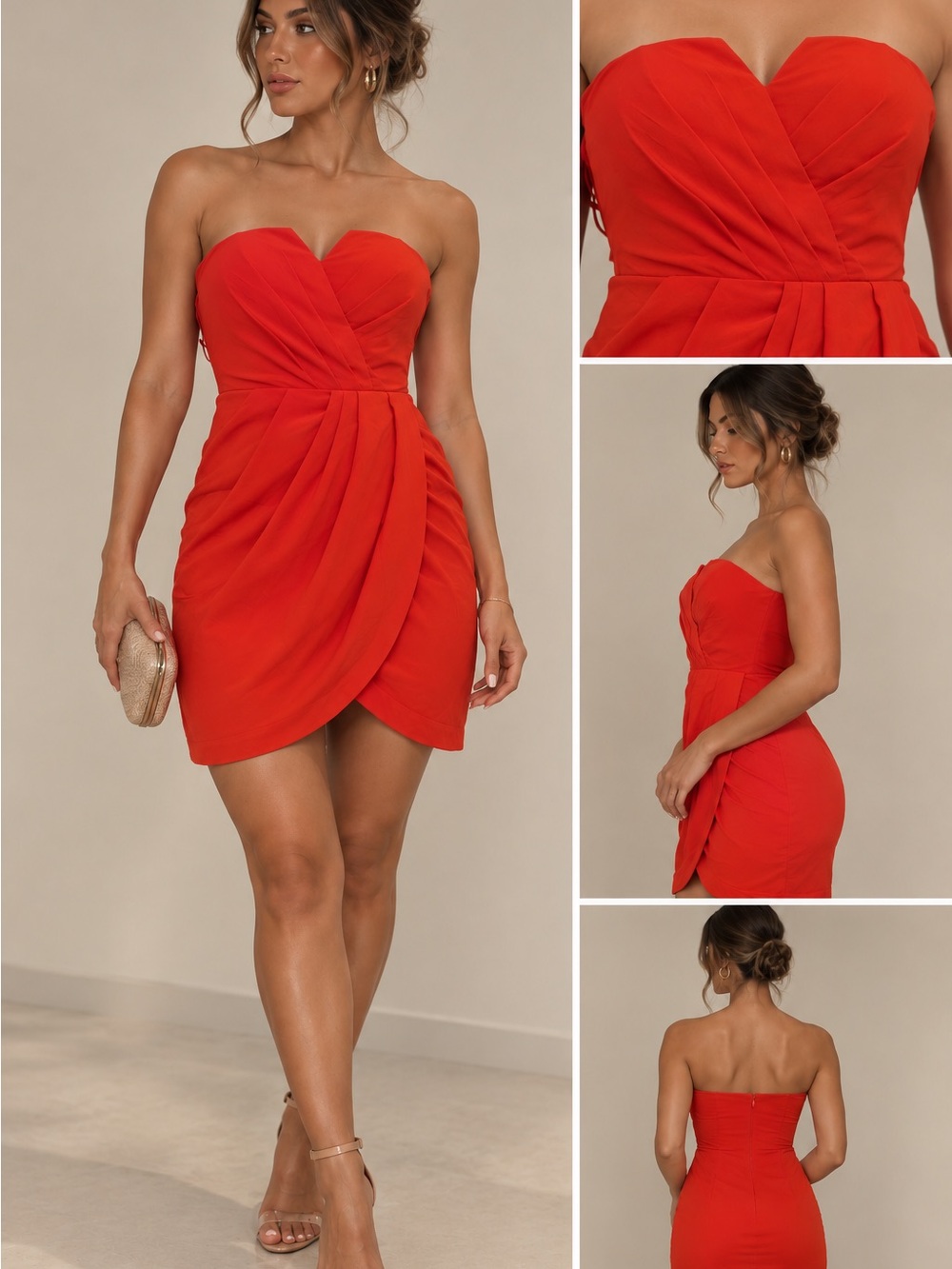 Yumi Kim Red Strapless Draped Mini Dress Size Medium NWT